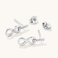 Infinity Drop Laboratory-Grown Diamond Set Stud Earrings in Rhodium Plated Sterling Silver Earrings Bevilles 