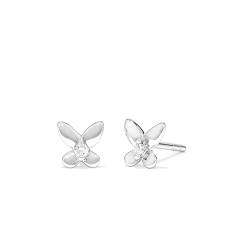 Butterfly Laboratory-Grown Diamond Set Stud Earrings in Rhodium Plated Sterling Silver Earrings Bevilles 