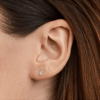 Pear Shaped Cluster Laboratory-Grown Diamond Set Stud Earrings in Rhodium Plated Sterling Silver Earrings Bevilles 