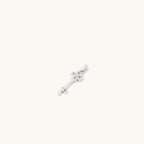 Four-Leaf Clover Key Laboratory-Grown Diamond Set Pendant in Rhodium Plated Sterling Silver Pendants Bevilles 