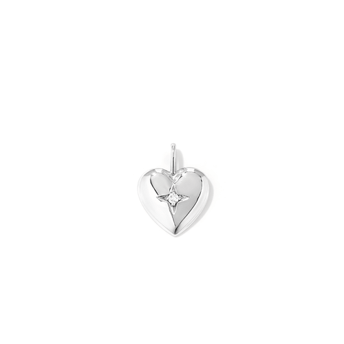 Puff Heart Laboratory-Grown Diamond Set Pendant in Rhodium Plated Sterling Silver Pendants Bevilles 