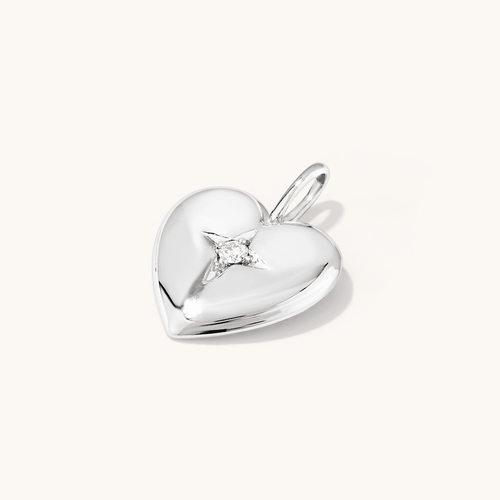Puff Heart Laboratory-Grown Diamond Set Pendant in Rhodium Plated Sterling Silver Pendants Bevilles 