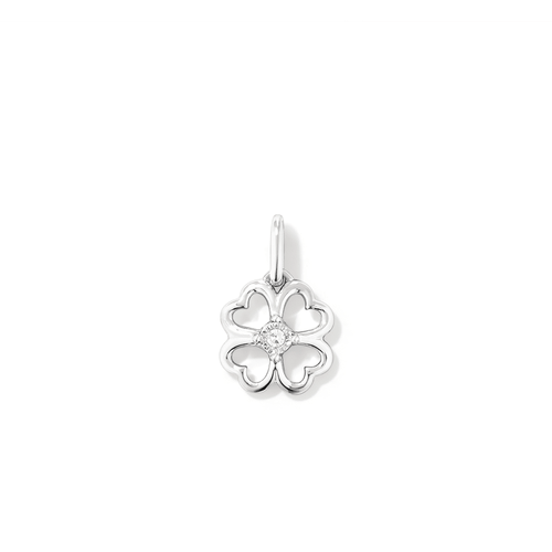 Four-Leaf Clover Laboratory-Grown Diamond Set Pendant in Rhodium Plated Sterling Silver Pendants Bevilles 