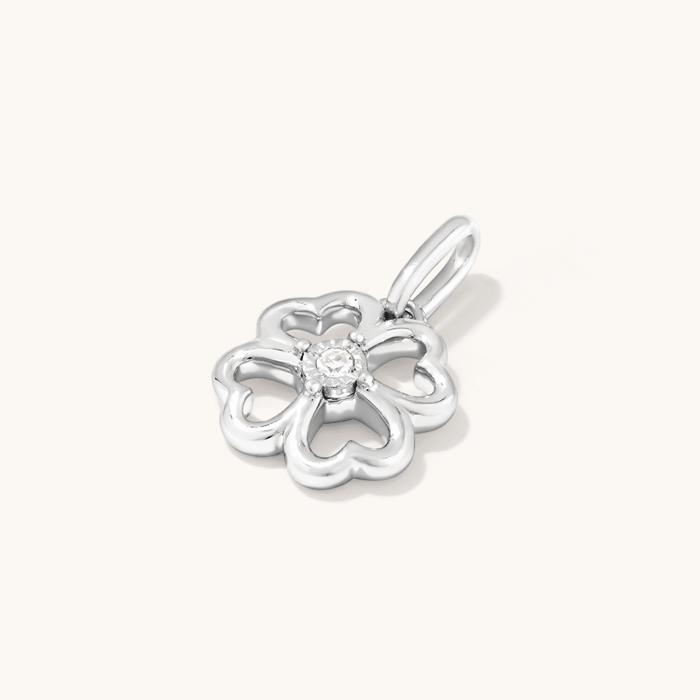 Four-Leaf Clover Laboratory-Grown Diamond Set Pendant in Rhodium Plated Sterling Silver Pendants Bevilles 