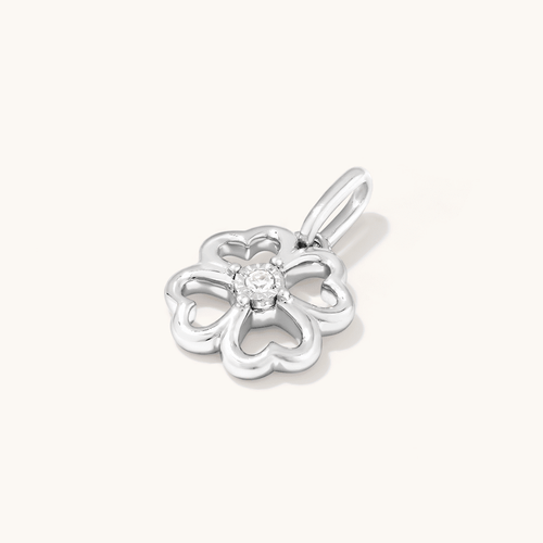 Four-Leaf Clover Laboratory-Grown Diamond Set Pendant in Rhodium Plated Sterling Silver Pendants Bevilles 