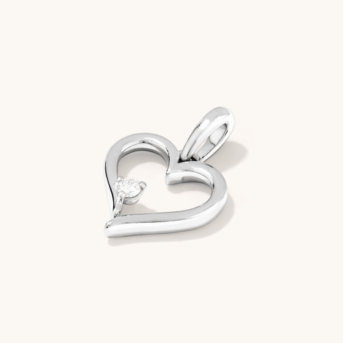 Heart Laboratory-Grown Diamond Set Pendant in Rhodium Plated Sterling Silver Pendants Bevilles 