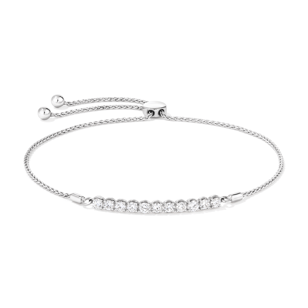 27.5cm Bolo Bracelet with 1.00tw of Laboratory-Grown Diamonds in Sterling Silver and Platinum Bracelets Bevilles 