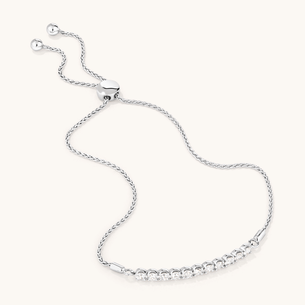 27.5cm Bolo Bracelet with 1.00tw of Laboratory-Grown Diamonds in Sterling Silver and Platinum Bracelets Bevilles 