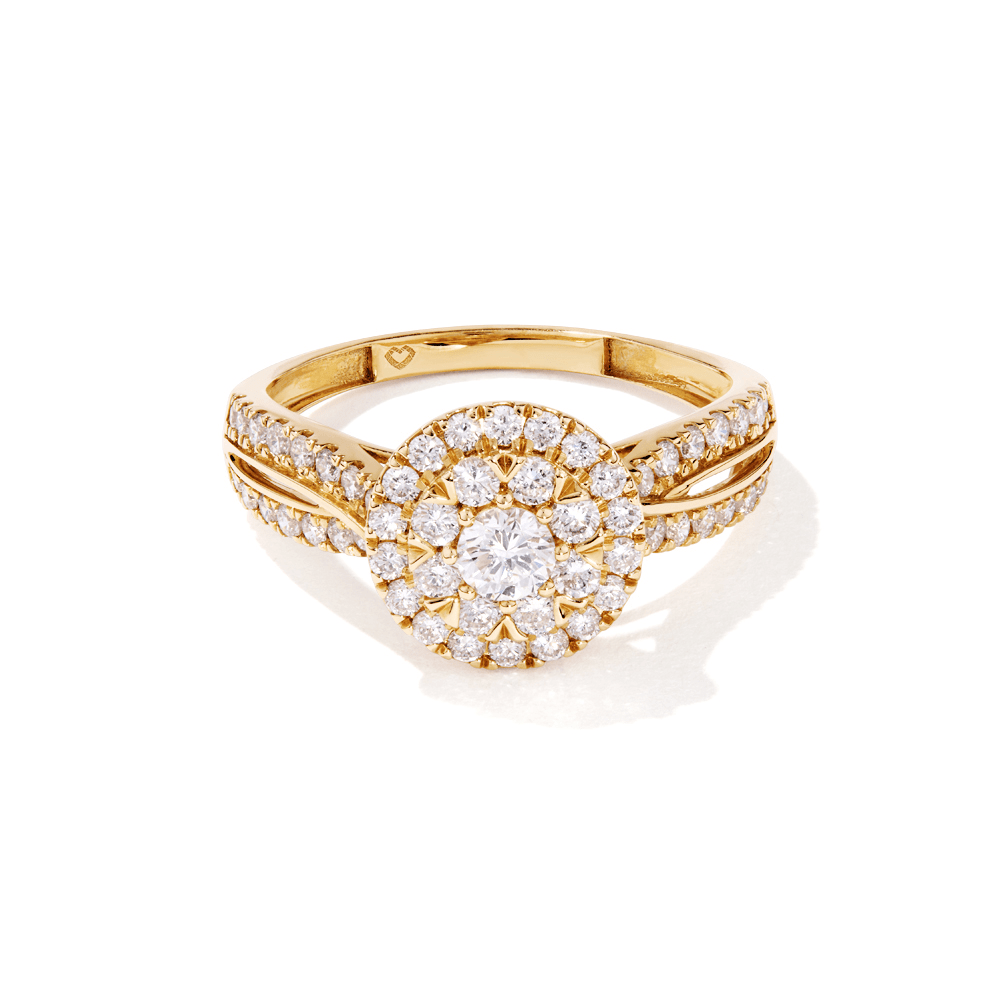 Cluster Twist Shoulder Ring with 0.75tw of Laboratory-Grown Diamonds in 9kt Yellow Gold Rings Bevilles 
