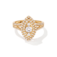 Marquise Shape Cluster Ring with 0.75tw of Laboratory-Grown Diamonds in 9kt Yellow Gold Rings Bevilles 
