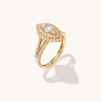 Marquise Shape Cluster Ring with 0.75tw of Laboratory-Grown Diamonds in 9kt Yellow Gold Rings Bevilles 
