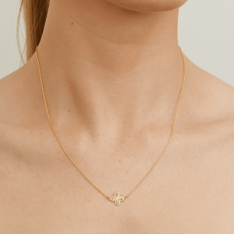 45cm Clover Necklace in 9kt Yellow Bonded Gold Pendants Bevilles 