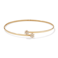 60mm Cubic Zirconia Flower Cross Over Bangle in 9kt Bonded Gold Silver Filled Bangles Bevilles 