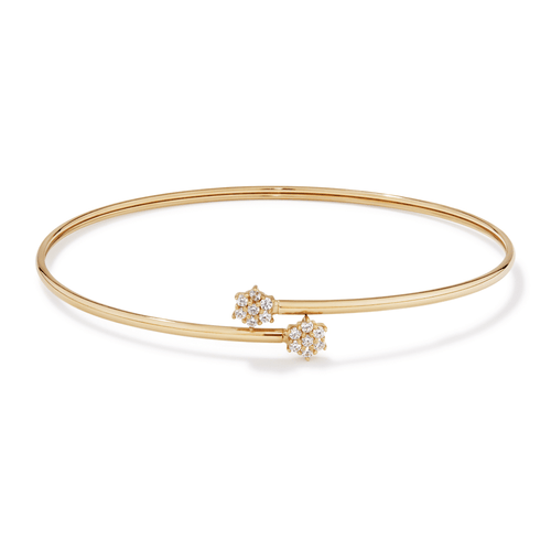 60mm Cubic Zirconia Flower Cross Over Bangle in 9kt Yellow Bonded Gold Bangles Bevilles 