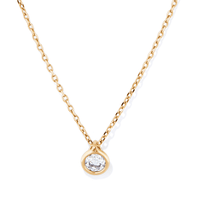 45cm Round Cubic Zirconia Bezel 4mm Pendant Necklace in 9kt Yellow Bonded Gold Pendants Bevilles 
