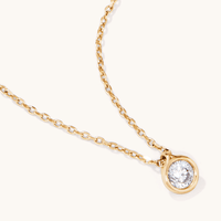 45cm Round Cubic Zirconia Bezel 4mm Pendant Necklace in 9kt Yellow Bonded Gold Pendants Bevilles 