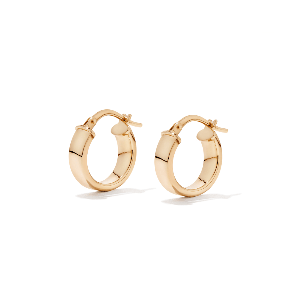 10mm Wide Hoops in 9kt Yellow Bonded Gold Earrings Bevilles 