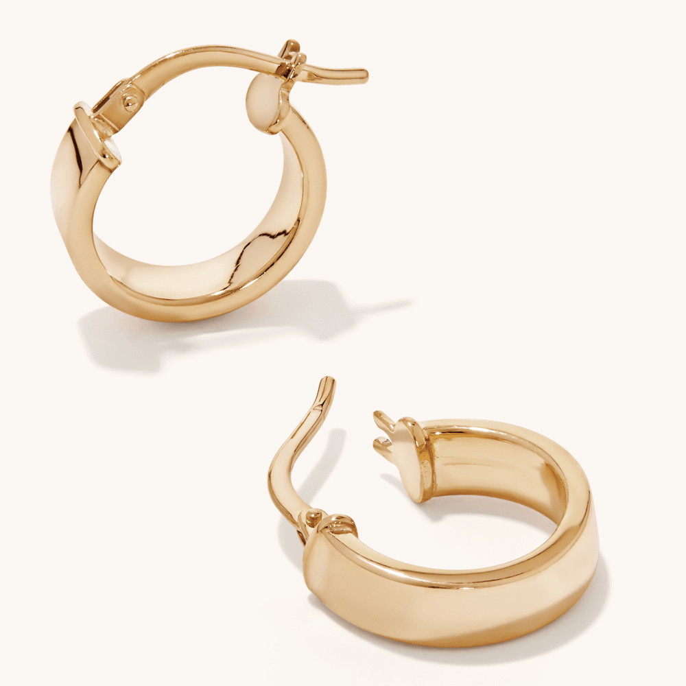 10mm Wide Hoops in 9kt Yellow Bonded Gold Earrings Bevilles 