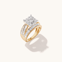 Cushion Shape Cluster Shoulder Ring with 2.00tw of Laboratory-Grown Diamonds in 9kt Yellow Gold Rings Bevilles 