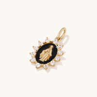 Cubic Zirconia and Enamel Mother Mary Pendant in Sterling Silver Pendants Bevilles 