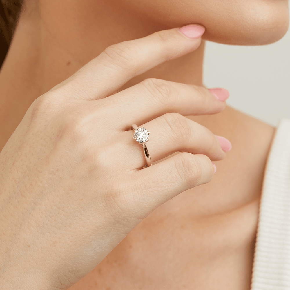 1.00ct Laboratory-Grown Diamond Solitaire Ring in Rhodium Plated Sterling Silver Rings Bevilles 