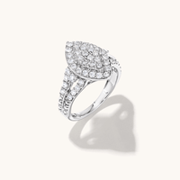 Marquise Shape Cluster Ring with 1.00tw of Laboratory-Grown Diamonds in Sterling Silver and Platinum Rings Bevilles 