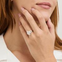 Marquise Shape Cluster Ring with 1.00tw of Laboratory-Grown Diamonds in Sterling Silver and Platinum Rings Bevilles 