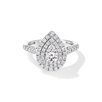 Pear Shape Cluster Ring with 1.00tw of Laboratory-Grown Diamonds in Sterling Silver and Platinum Rings Bevilles 