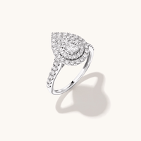 Pear Shape Cluster Ring with 1.00tw of Laboratory-Grown Diamonds in Sterling Silver and Platinum Rings Bevilles 