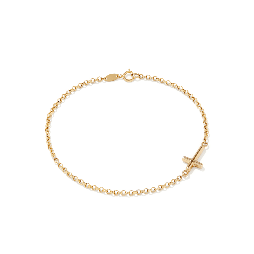 19cm Cross Bracelet in 9kt Yellow Bonded Gold Bracelets Bevilles 