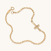 19cm Cross Bracelet in 9kt Yellow Bonded Gold Bracelets Bevilles 