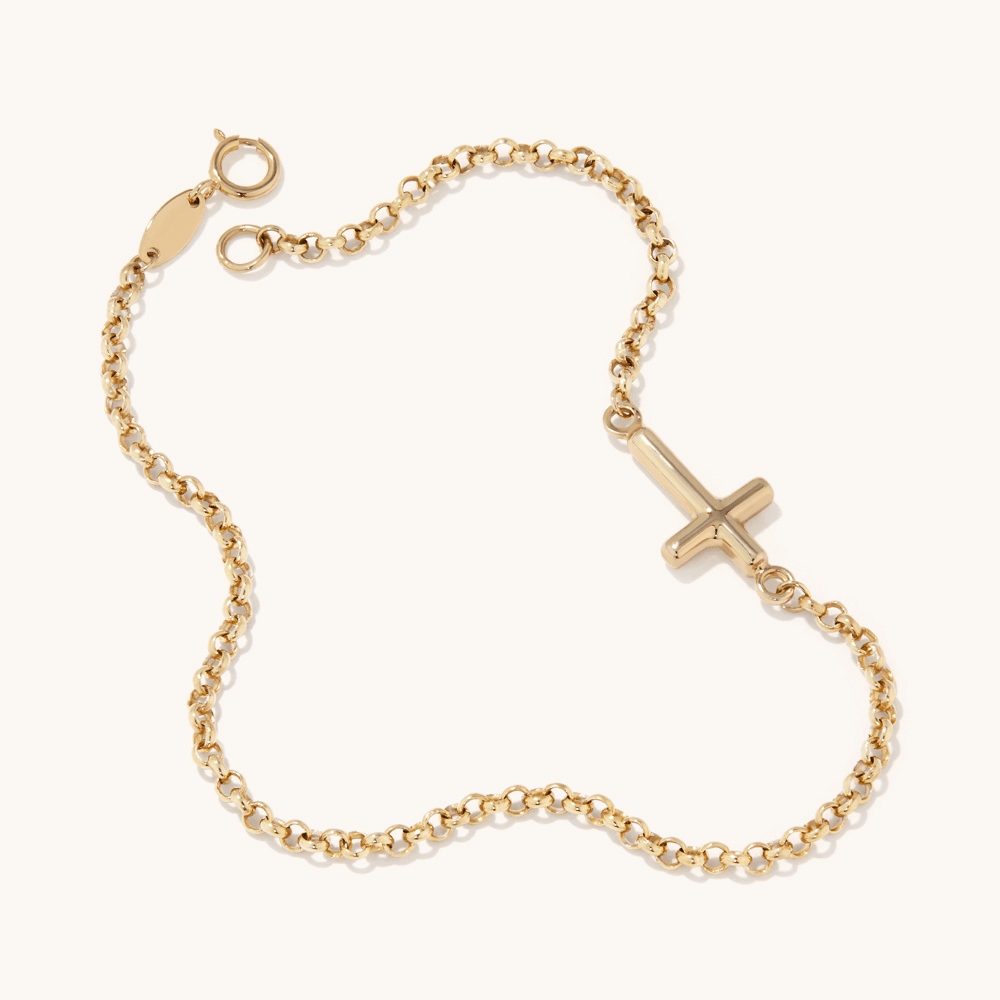 19cm Cross Bracelet in 9kt Yellow Bonded Gold Bracelets Bevilles 