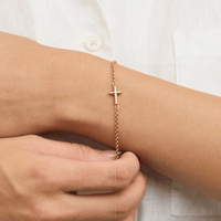 19cm Cross Bracelet in 9kt Bonded Gold Silver Filled Bracelets Bevilles 
