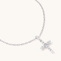 45cm Cross Pendant Necklace with 0.10tw of Laboratory-Grown Diamonds in Sterling Silver and Platinum Pendants Bevilles 