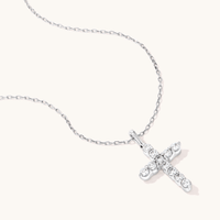 45cm Cross Pendant Necklace with 0.50tw of Laboratory-Grown Diamonds in Sterling Silver and Platinum Pendants Bevilles 