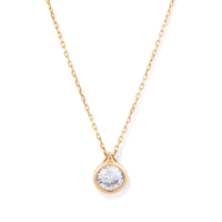 45cm Round Cubic Zirconia Bezel 6mm Pendant Necklace in 9kt Bonded Gold Silver Filled Pendants Bevilles 