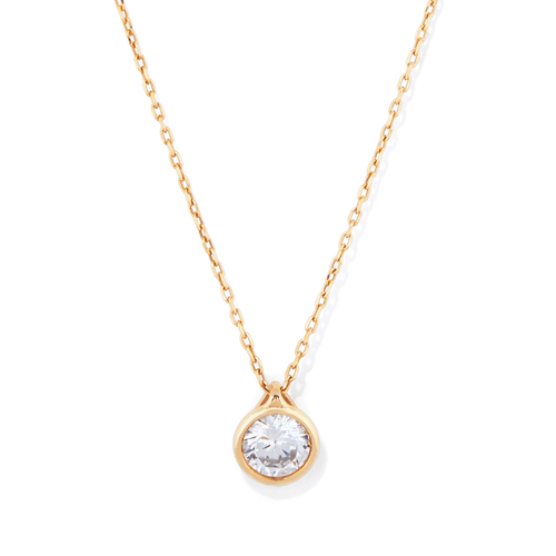 45cm Round Cubic Zirconia Bezel 6mm Pendant Necklace in 9kt Yellow Bonded Gold Pendants Bevilles 