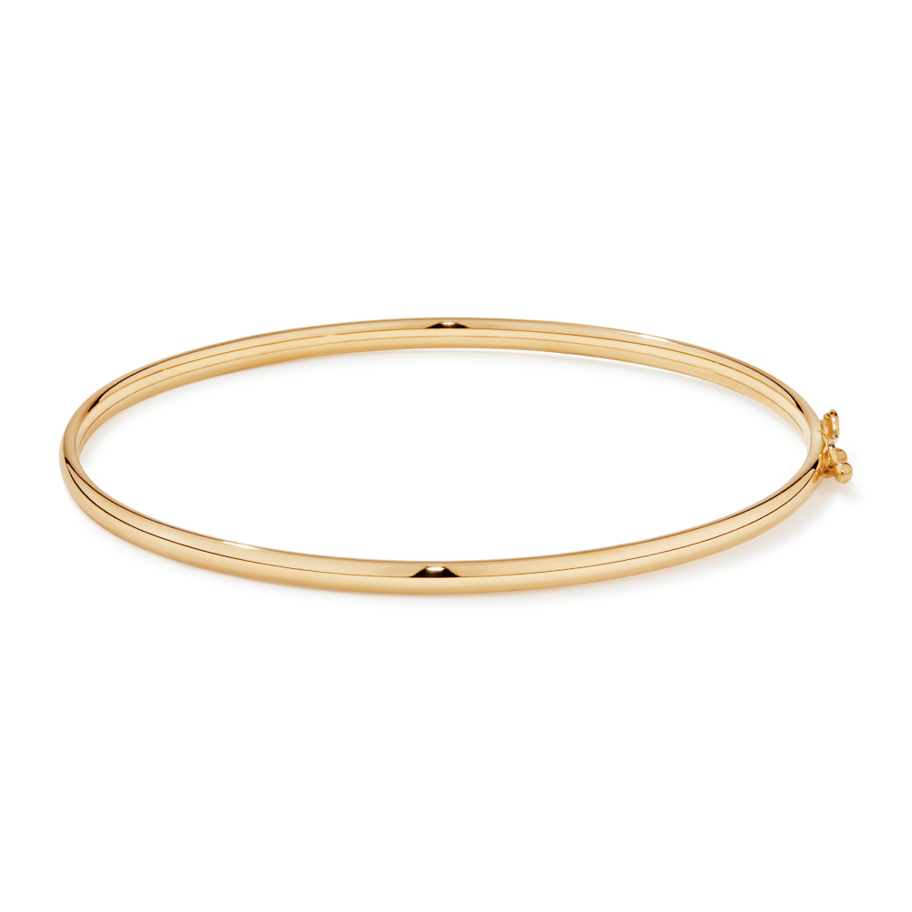 60mm Clasp Oval Bangle in 9kt Bonded Gold Silver Filled Bangles Bevilles 