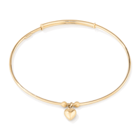 60mm Heart Charm Bangle in 9kt Yellow Bonded Gold Bangles Bevilles 