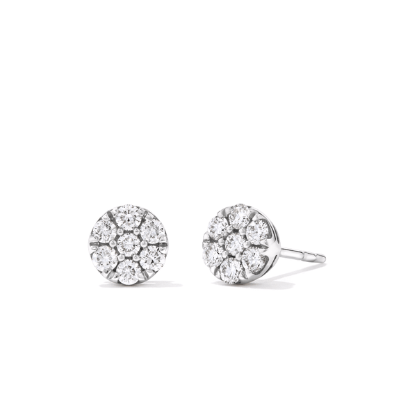 Cluster Stud Earrings with 0.50tw of Laboratory-Grown Diamonds in Rhodium Plated Sterling Silver Earrings Bevilles 