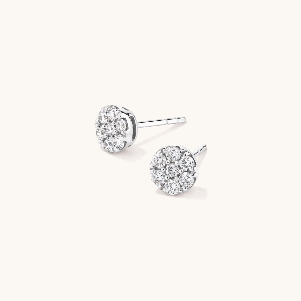 Cluster Stud Earrings with 0.50tw of Laboratory-Grown Diamonds in Rhodium Plated Sterling Silver Earrings Bevilles 