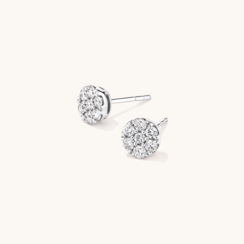 Cluster Stud Earrings with 0.50tw of Laboratory-Grown Diamonds in Rhodium Plated Sterling Silver Earrings Bevilles 