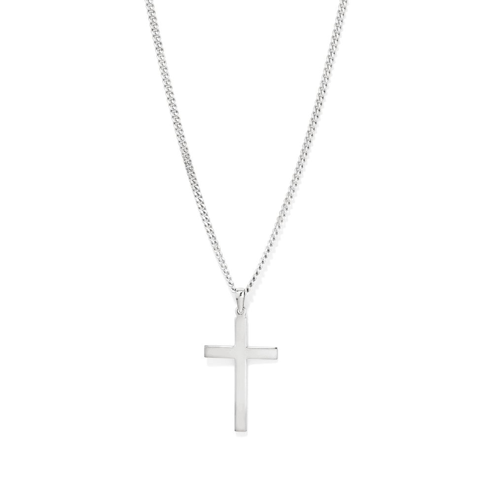 55cm Cross Pendant Necklace in Sterling Silver Pendants Bevilles 