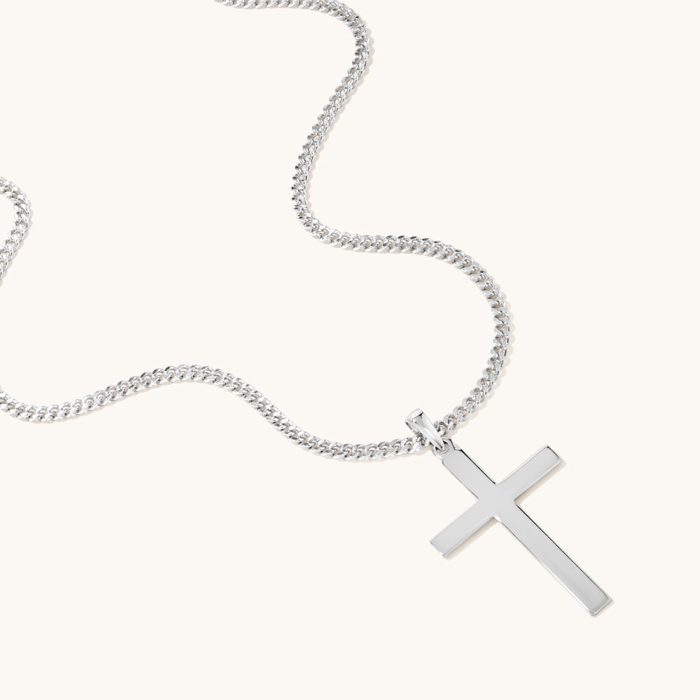 55cm Cross Pendant Necklace in Sterling Silver Pendants Bevilles 