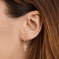 Cross Charm Hoops in 9kt Bonded Gold Silver Filled Earrings Bevilles 