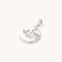 Cubic Zirconia Allah with Moon Pendant in Sterling Silver Pendants Bevilles 