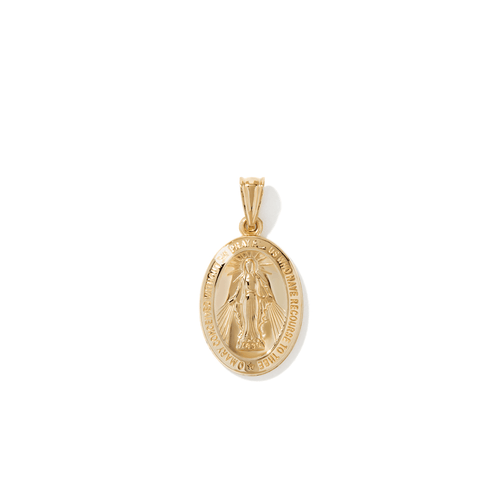 29mm Oval Madonna Pendant in 9kt Yellow Bonded Gold Pendants Bevilles 
