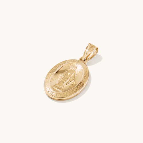 29mm Oval Madonna Pendant in 9kt Yellow Bonded Gold Pendants Bevilles 