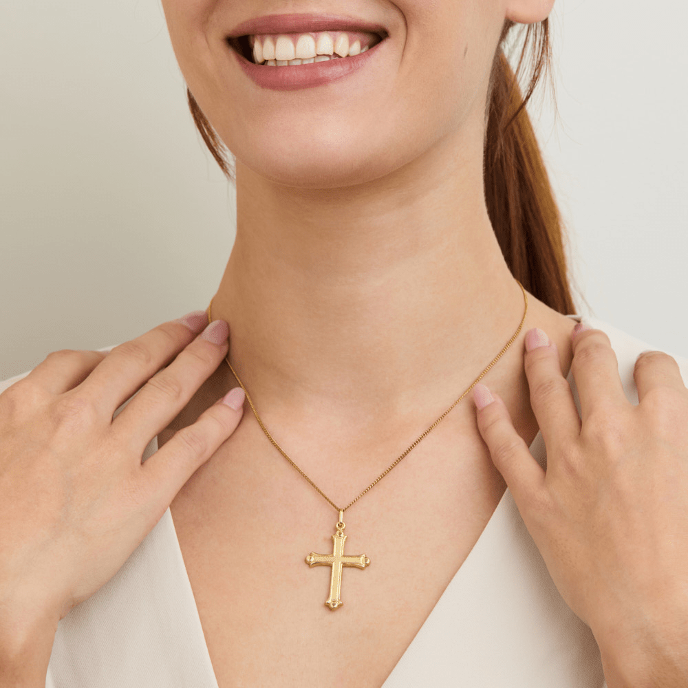 43mm Orthodox Cross Pendant in 9kt Bonded Gold Silver Filled Pendants Bevilles 