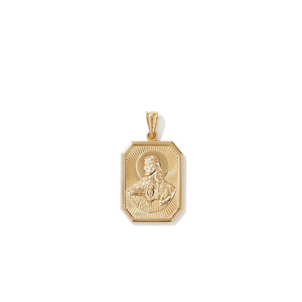 32mm Square Jesus Medalion in 9kt Bonded Gold Silver Filled Pendants Bevilles 